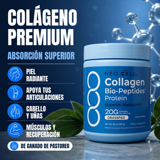 Colágeno premium de absorción superior: piel radiante, apoya tus articulaciones, cabello y uñas, músculos y recuperación; de ganado de pastoreo