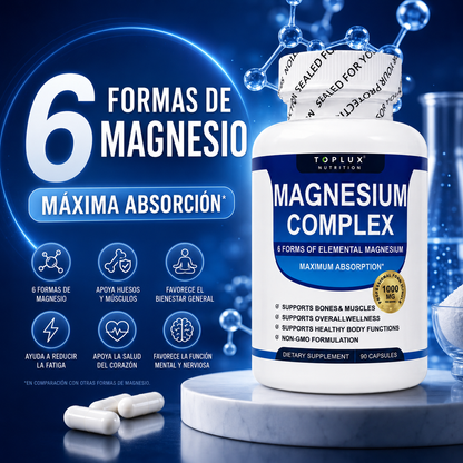 Rivierly Magnesium Complex 1000 mg | 6 Formas de Magnesio – 90 Cápsulas